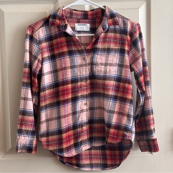 Old Navy Other - Old Navy Plaid Flannel Button Down Shirt Girl’s Size Large 10-12